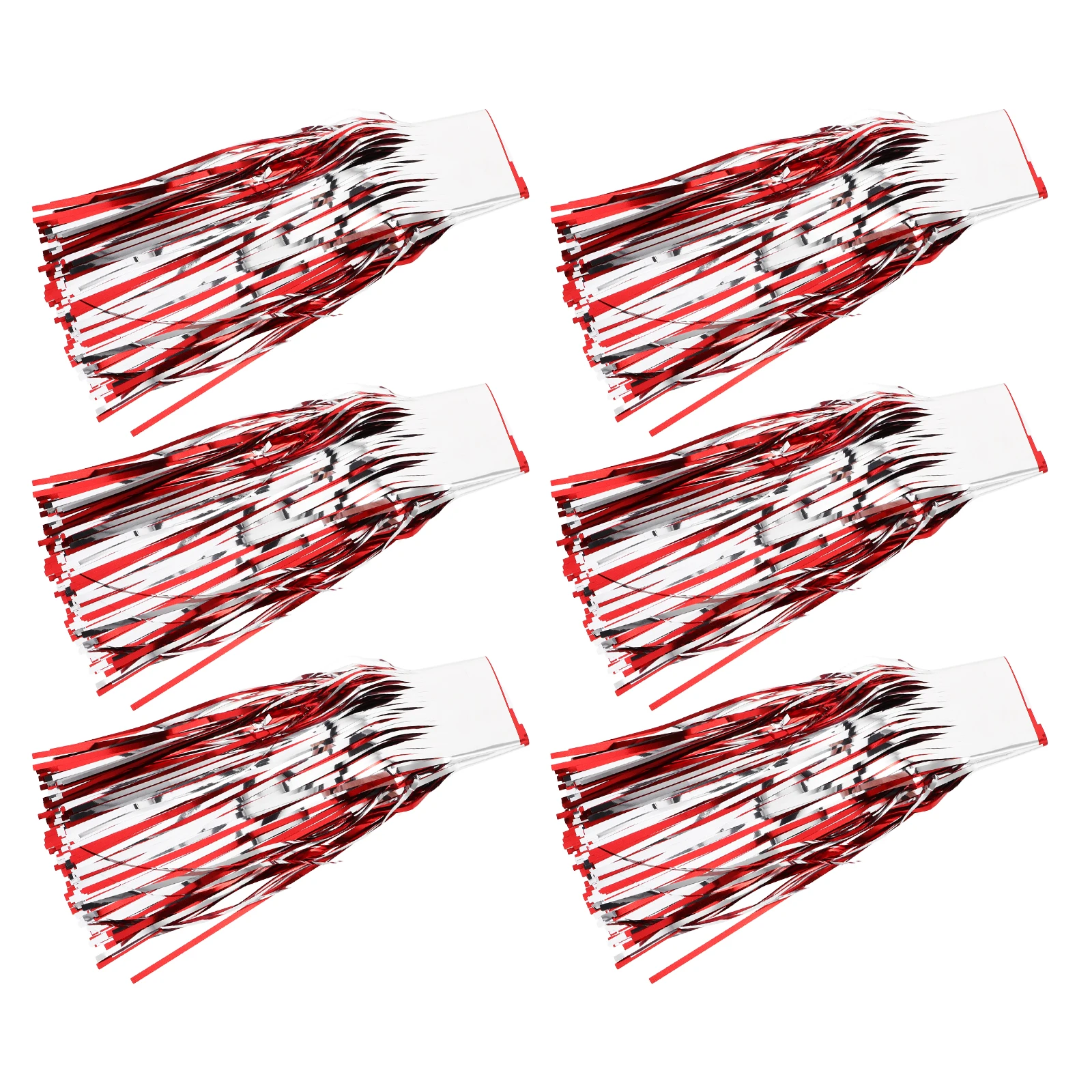 

6Pcs RainCurtain SheerBackdrop RedStreamers WeddingParty Decorations FoilGarland MetallicFinish Lightweight EasyInstallation