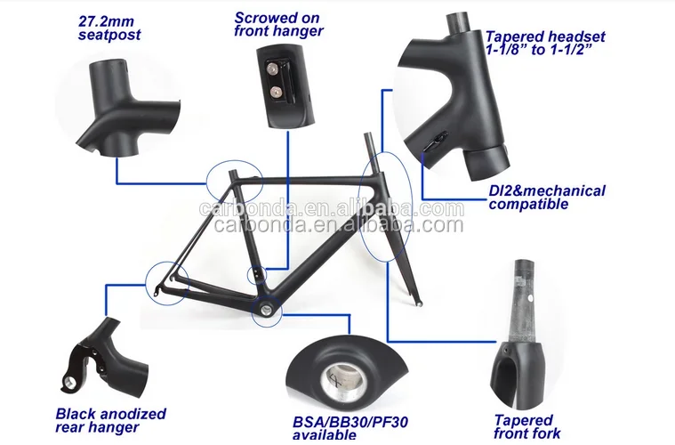 Popular carbon road bike frame OEM 700C bicycle frame with inner cable route