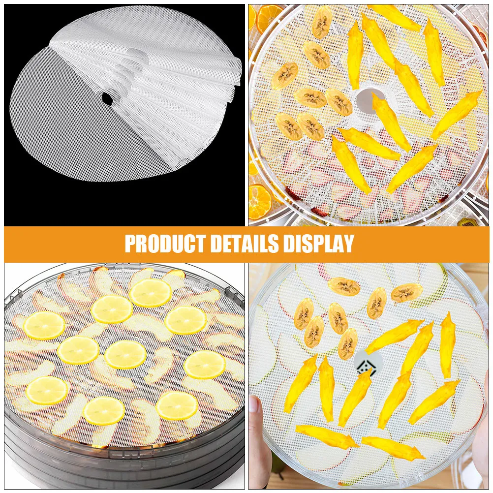 10Pcs Non-Stick Silicone Dehydrator Sheets Round Mats Reusable Food Dryer Liners for Drying Meat Fruit Vegetables