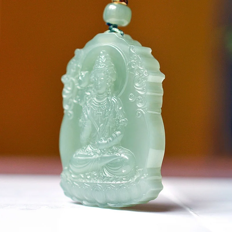 

Natural Hetian Qinghai Material Horse-Shaped Mahasthamaprapta Bodhisattva Jade Necklace Pendant Men And