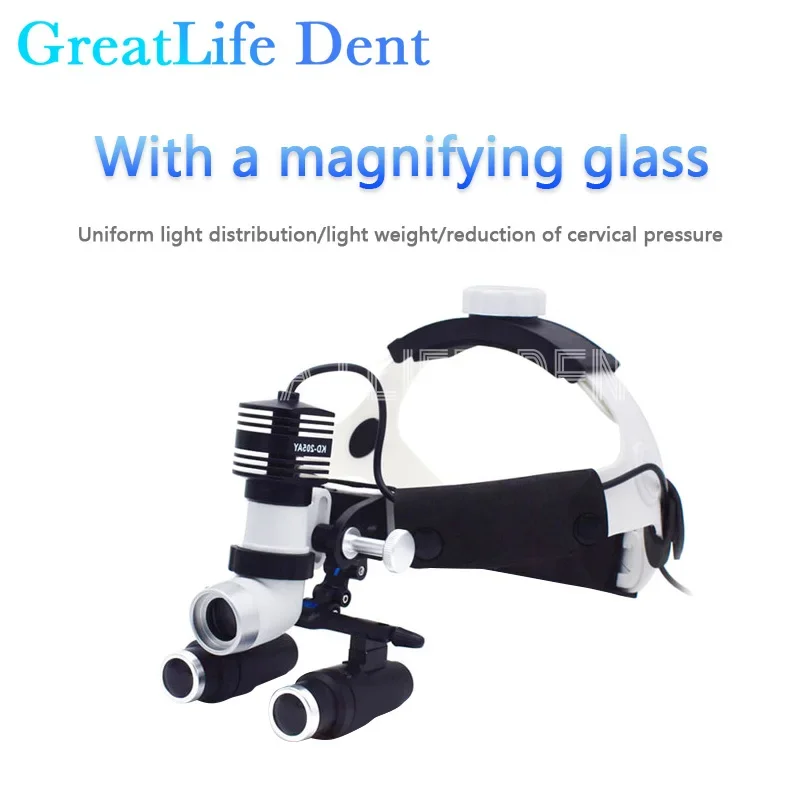 GreatLife Dent 5W 80000lx KWS 4X 5X 6X LED Surgical Binocular Magnifier Loupes Dental Headlamp NQA KD-205AY Chargeable Headlight