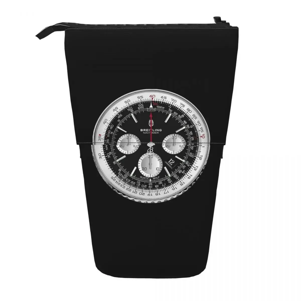 Black Luxury Watch Face Reversible Pencil Case for Kids School Pen Box Pencil Bag Stationery Supplies Pen Holder Bag