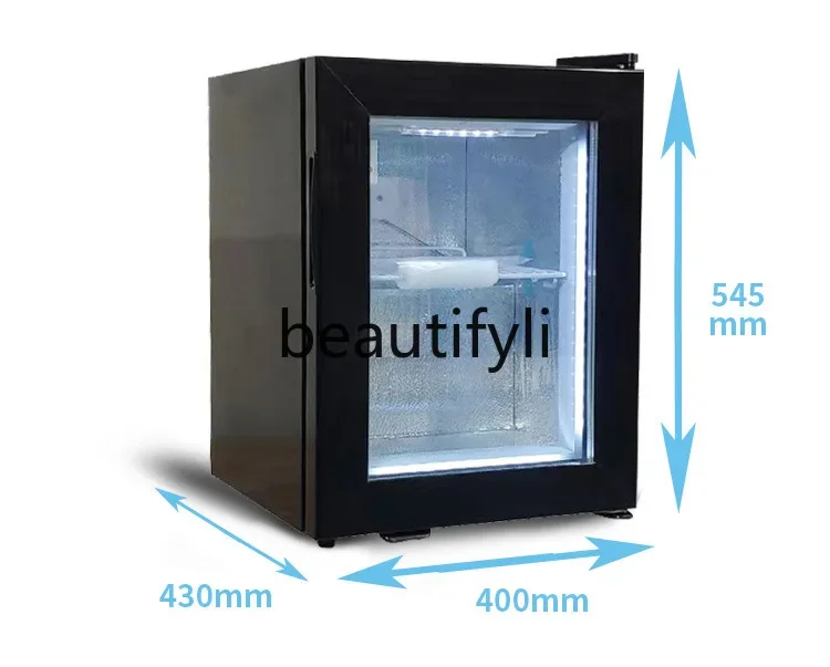 A61 Glass Door Refrigerator Commercial Lockable Ice Cream Display Full Freezer Small Refrigerator Black