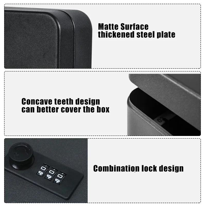 Storage Cabinet Car Home Security Lockable Key Safe Box Office Combination Lock Password Wall Mounted Resettable Code Metal