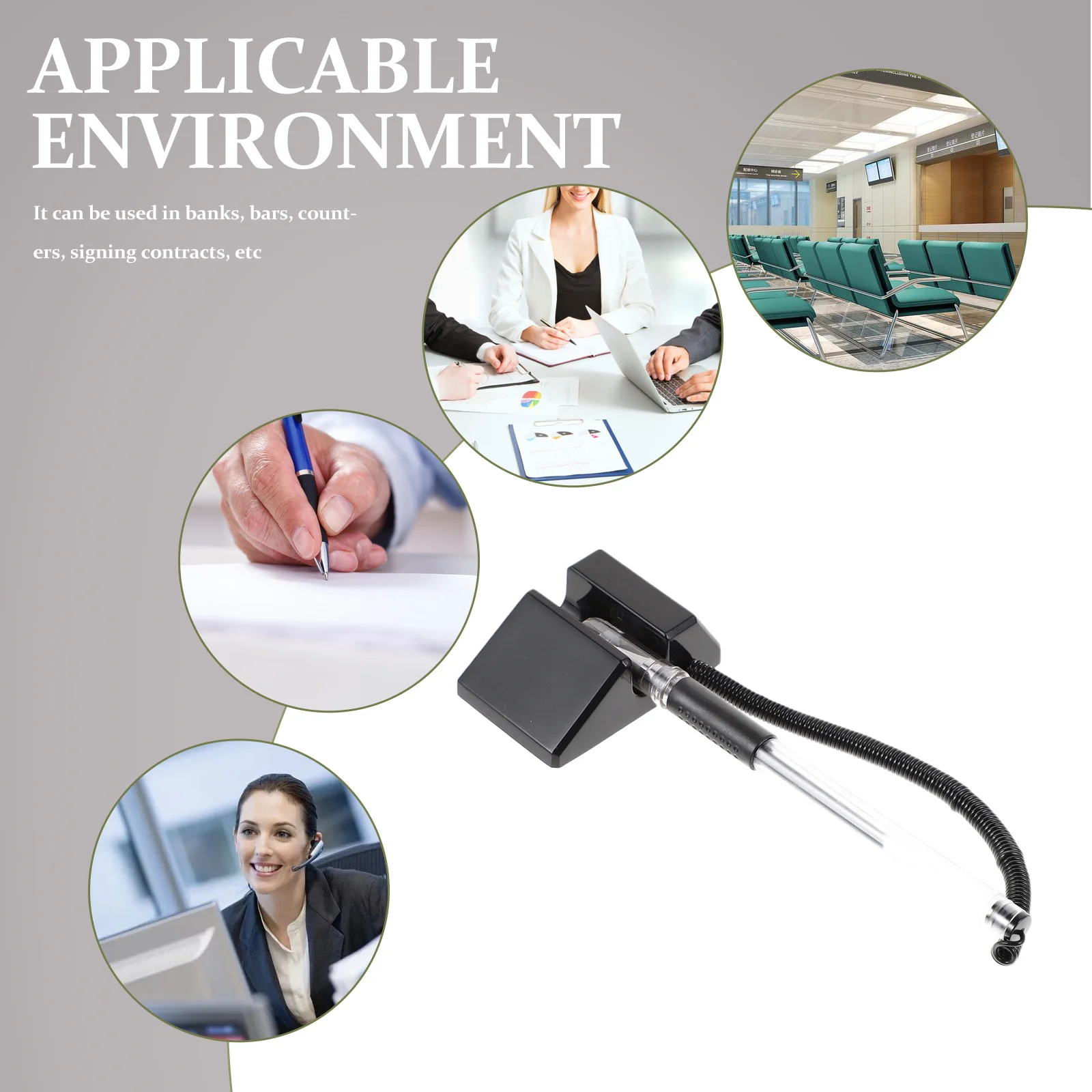 

5Pcs Desktop Counter Pens Gel Ink Pens Black Adhesive Base Anti Theft Bank Table Office Supplies Office Supplies