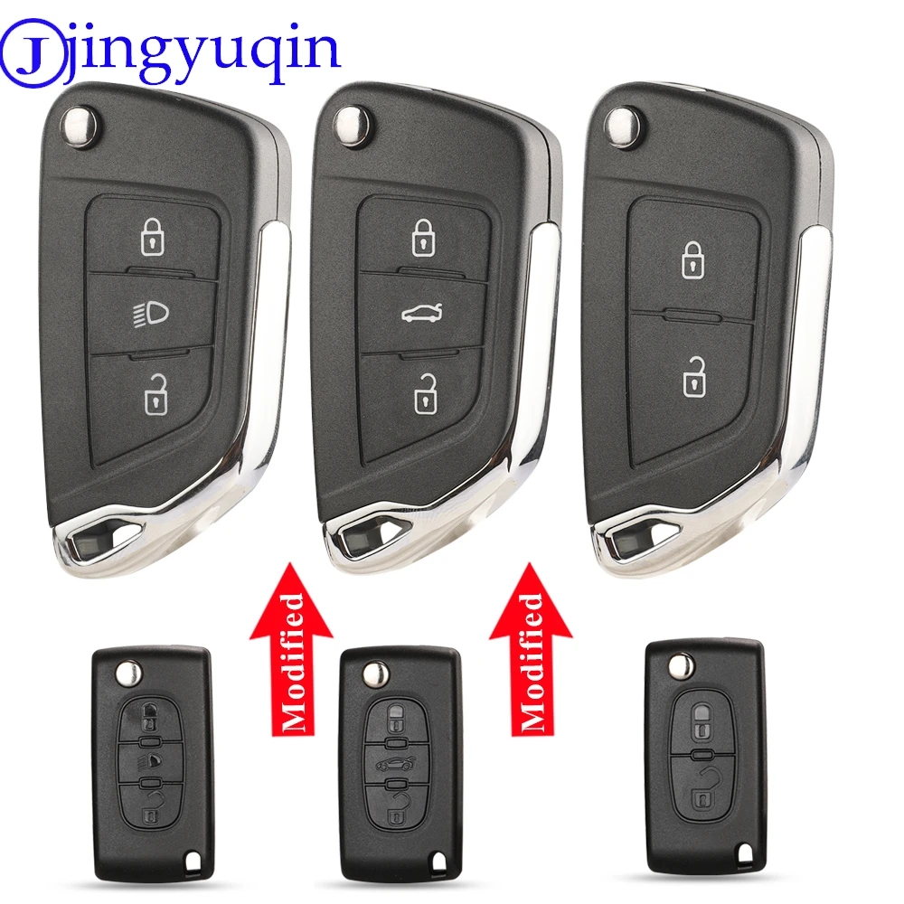 

jingyuqin Modified Car Key Case Shell For Peugeot 307 407 308 607 For Citroen C2 C3 C4 C5 C6 C8 XSARA PICA CE523 HU83 CE536 VA2
