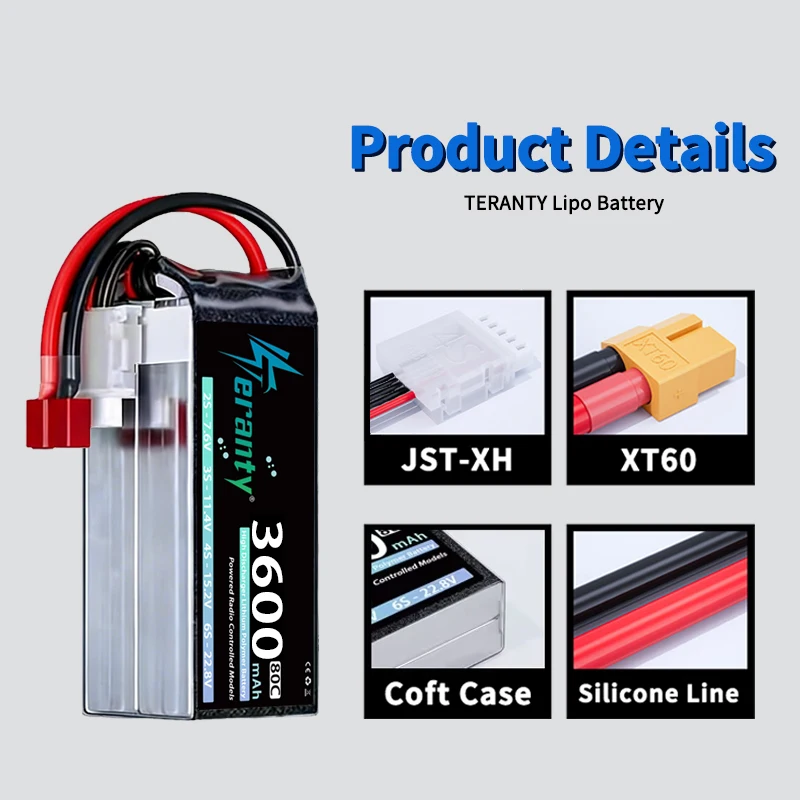 2PCS TERANTY 14.8V 15.2V 3600mAh 60C 80C 4S Lipo Battery With T XT60 Plug for FPV Drone Helicopter Airplane RC Car Truck Boat