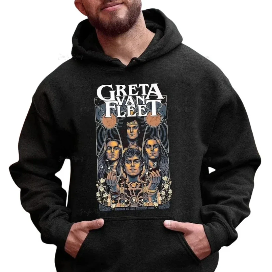 Толстовка с капюшоном Greta Van Fleet Tour, толстовка странные горизонты 2021 Gvf, толстовка большого размера, футболка на заказ Толстовка с капюшоном Greta Van Fleet Tour, толстовка странные горизонты 2021 Gvf, толстовка большого размера, футболка на заказ