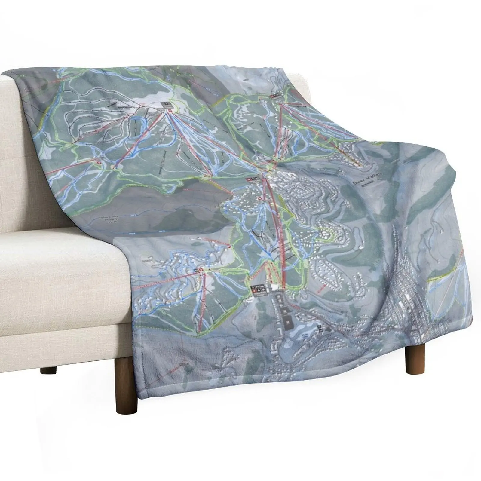 Deer Valley Resort Trail Map Throw Blanket Kid'S Luxury St bed plaid Luxury Decoratives Blankets