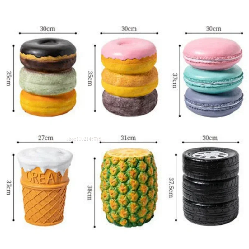 Donut-shaped Stool Resin Material Shoe Changing Stool Ottoman Pouf Vanity Chair Bar Decoration Bench Living Room Bedroom Home