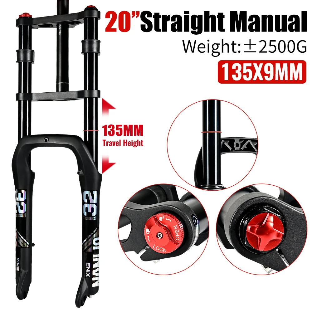 Fiets Sneeuw Supension Vorken Nanlio E-bike Dubbele Schouder Voorvork 20*4.0 inch/26*4.0 inch MTB Vork 135x9mm 135MM Reizen - afbeelding 1