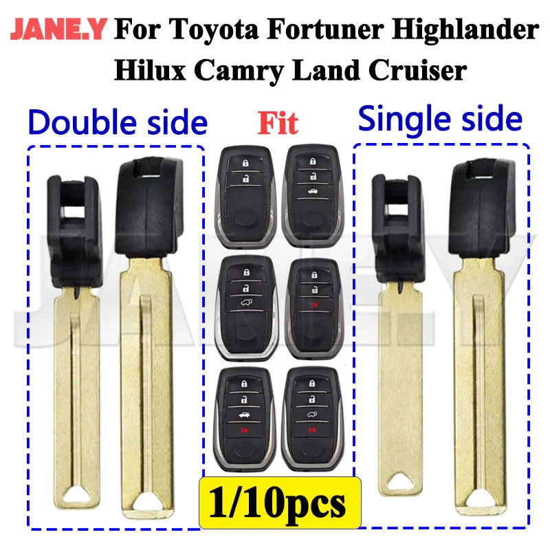 Car Mechanic Key Blade For Toyota Fortuner Highlander Hilux Camry Land Cruiser Uncut Remote Flip Car Key Blank Blade 1PC/10PCS