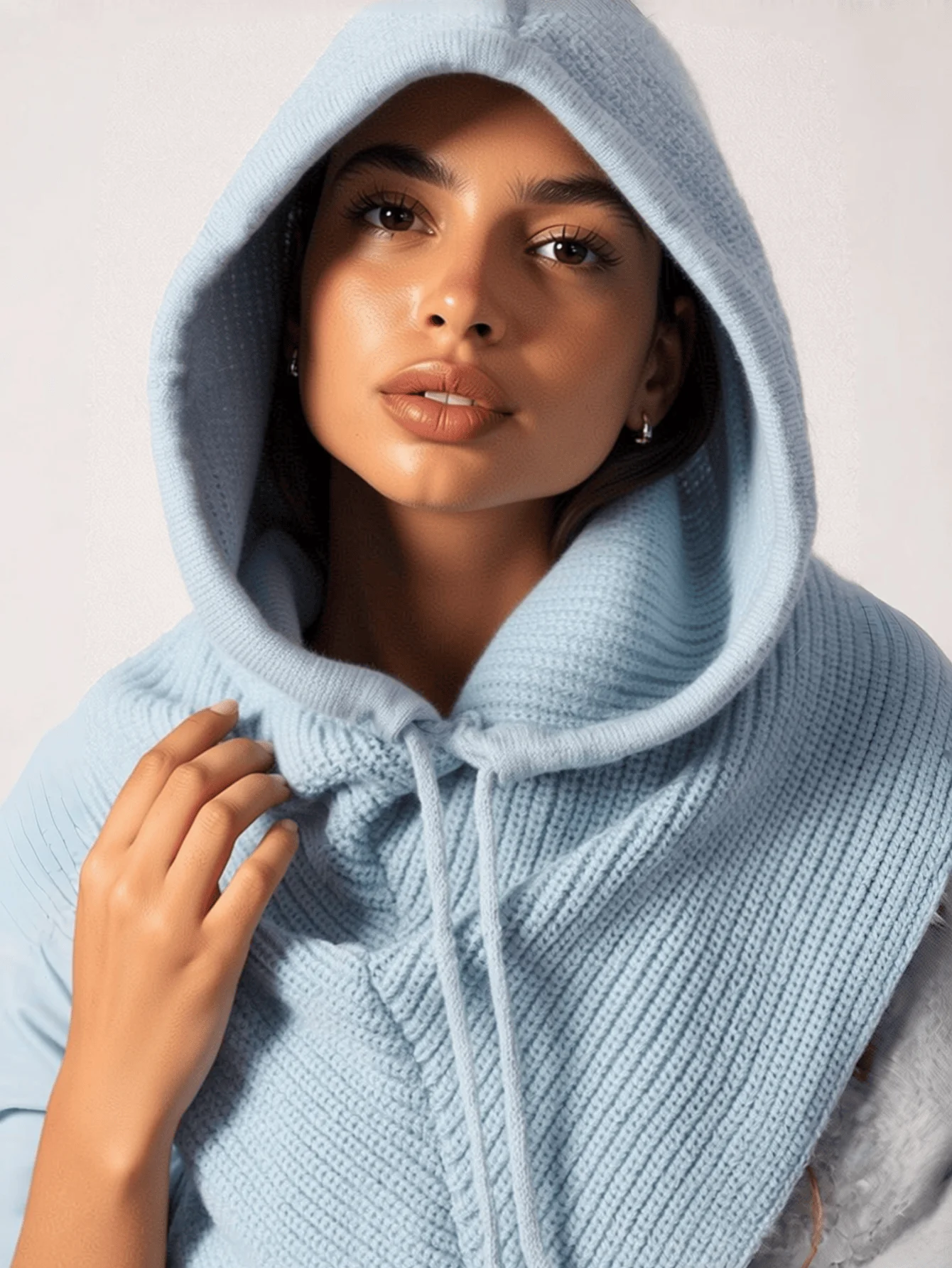 Winter Balaclava Hat Scarf  for Women Knitted Hooded Caps Outdoor Warm One-Piece Neck Collar Beanies Hats for Girls