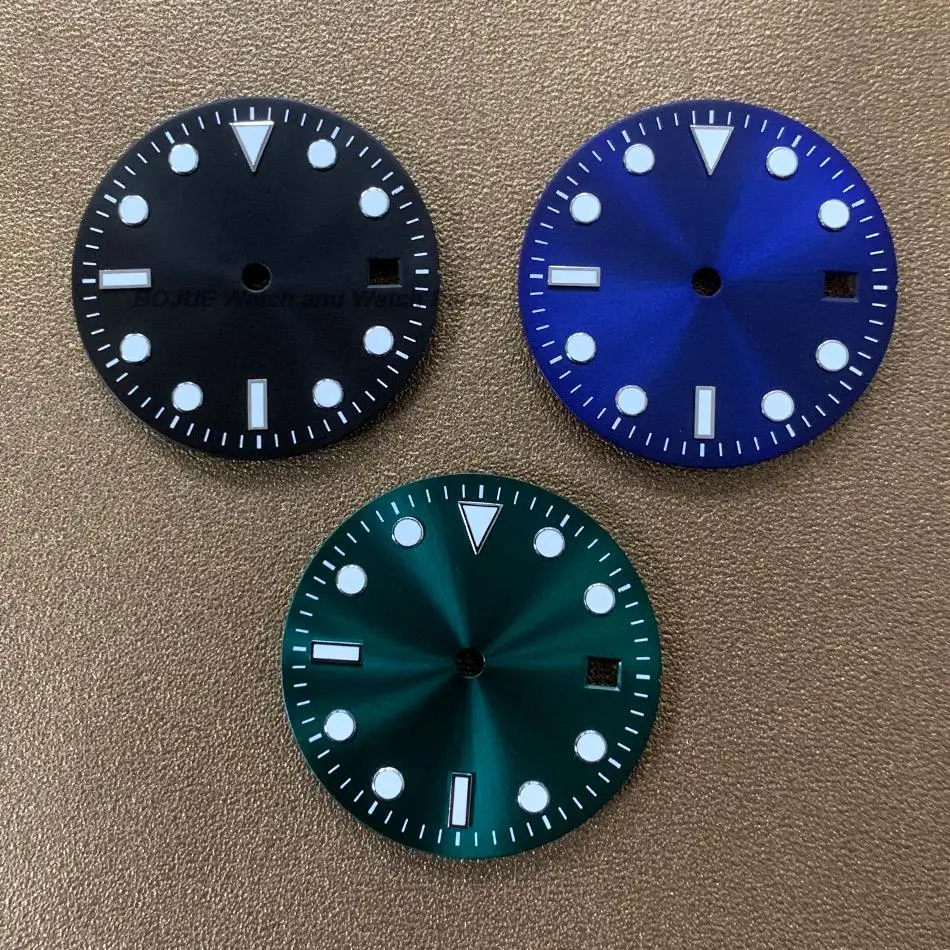 29mm Green Luminous Watch Dial Watch Face Replacement Accessories Set for Submariner Yachtmaster 8215/8200/821A/2813 Movement