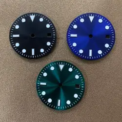 29mm Green Luminous Watch Dial Watch Face Replacement Accessories Set for Submariner Yachtmaster 8215/8200/821A/2813 Movement