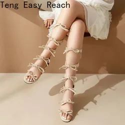 2025 Summer Women's Lace-up Sandals Mary Jane Party Wedding Cosplay Beige Pink Black Low Heel Lolita Princess Shoes