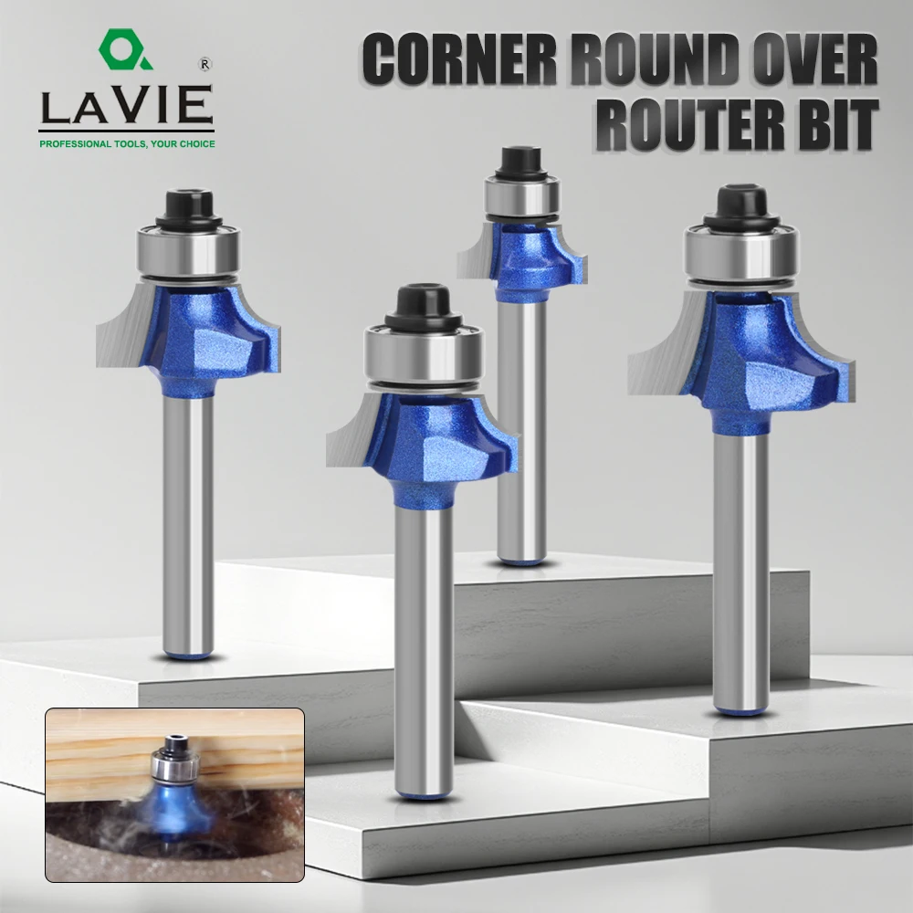 

LAVIE 6mm 1/4” Shank Corner Round Professional level Over Router Bit Milling Cutter For Wood Woodworking Tool