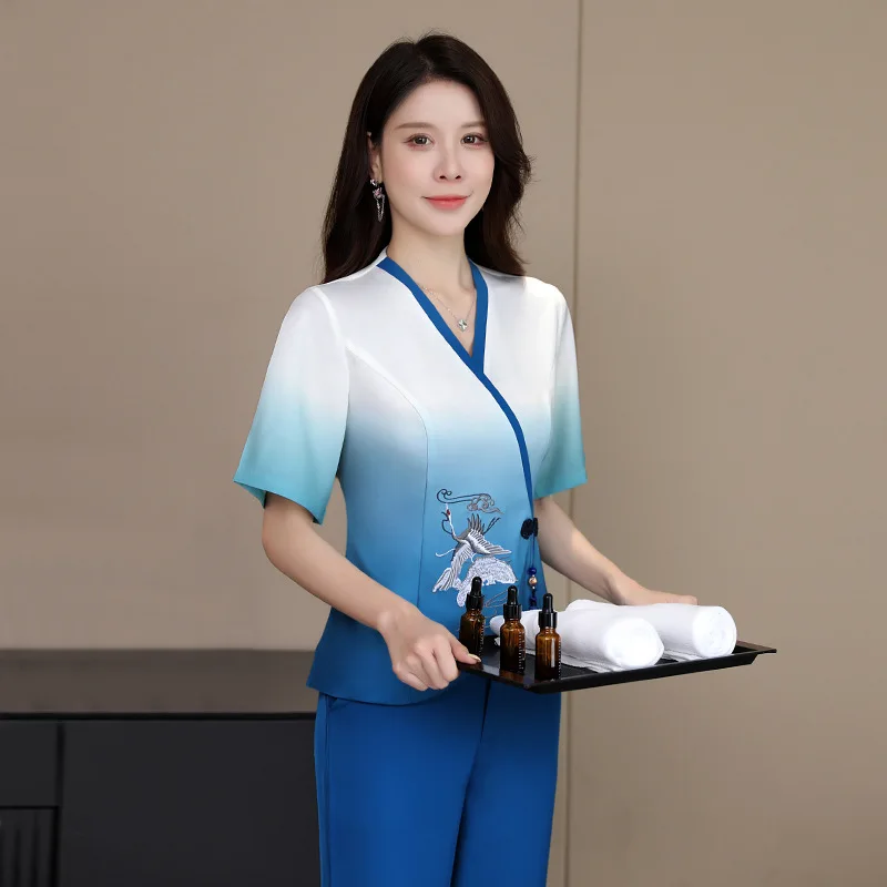 Spa Uniforms Women Workwear Beauty Clothing Beautician Scrubs Work Clothes Beauty Salon Tattoo Artist Uniform 2pcs Set Wholesale