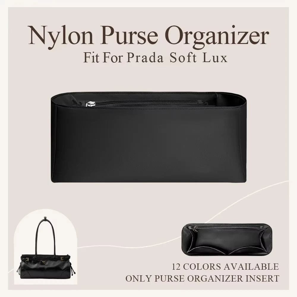 Nylon Purse Organizer Insert Fit for Prada Soft Lux Handbag S/L Inside Storage Bag In Bag Cosmetics Inner Liner Oraganizer Bag