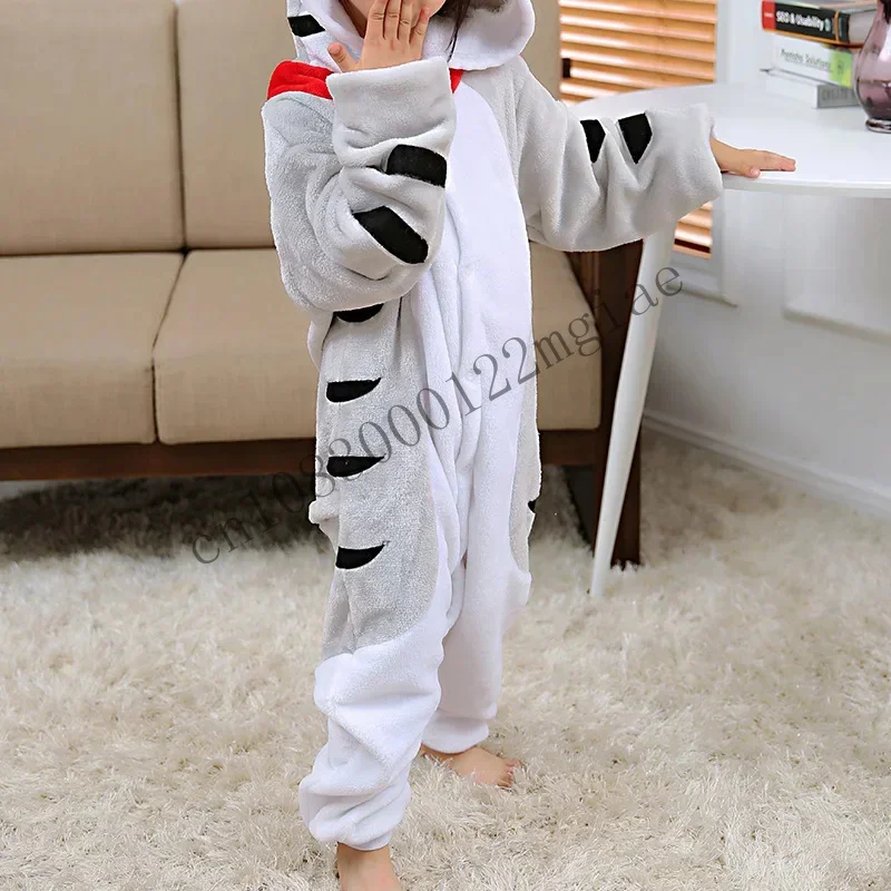 Kigurumi crianças para o inverno flanela dos desenhos animados gato crianças meninos meninas pijamas do bebê pijamas onesies cmm221