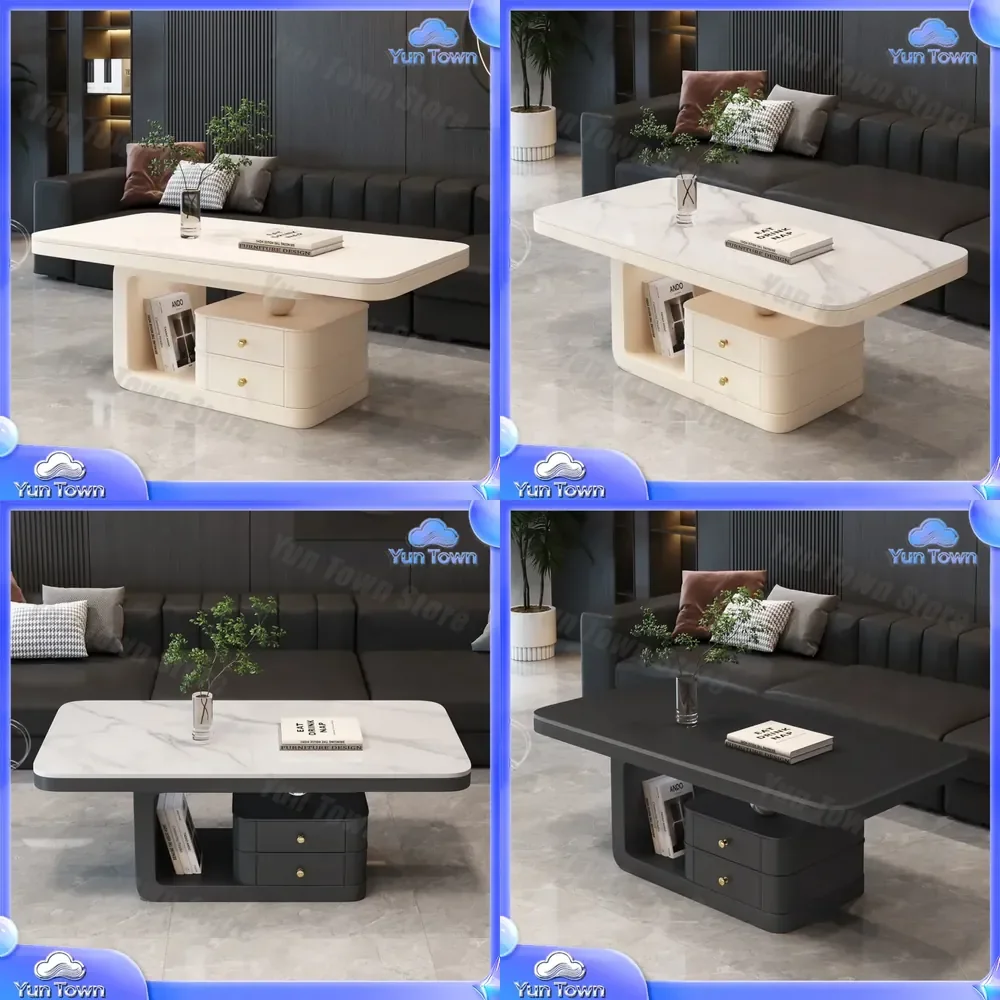 Modern Mobile Simple New Italian Rock Slab Living Room Coffee Table for Small Apartment Household Light Luxury Rectangular
