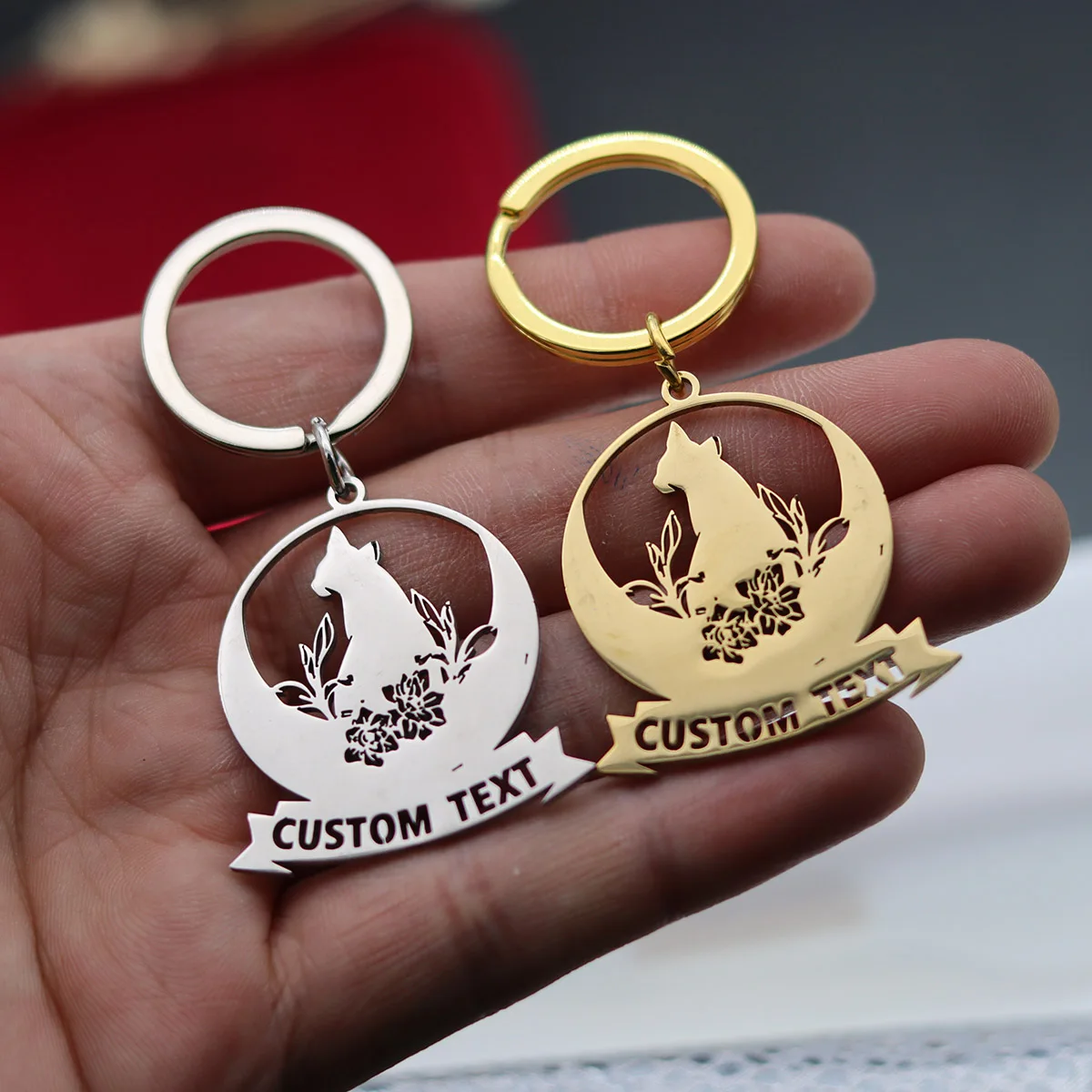 

QIAMNI скандинавская мифология волк цветок брелок индивидуальное имя брелок из нержавеющей стали животное лазерная гравировка именная табличка брелки