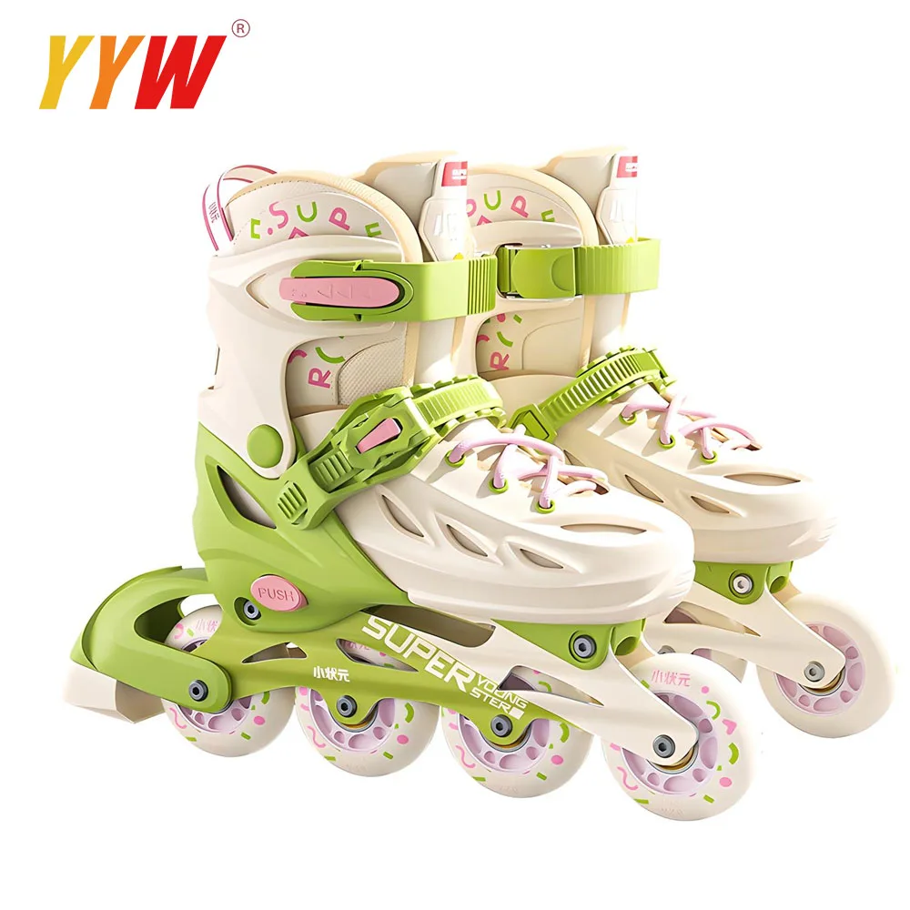 Inline Roller Skate Shoes para iniciantes, joelheiras, conjunto de capacete, patinação ao ar livre para adultos, piscando 4 rodas patins sapatilhas