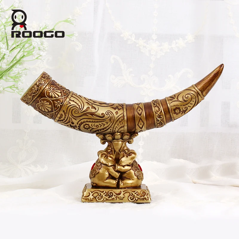 

Roogo Figurine European Ivory Resin Ornaments Living Room Home Decorations Entrance Study Wine Cabinet Elephant Handcraft Gifts