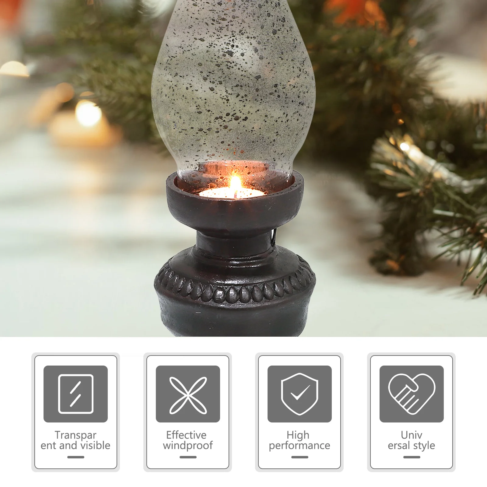 

1Set Retro Light Shaped Candlestick Premium Iron Glass Material Creative Candleholder for Indoor Outdoor Decoration