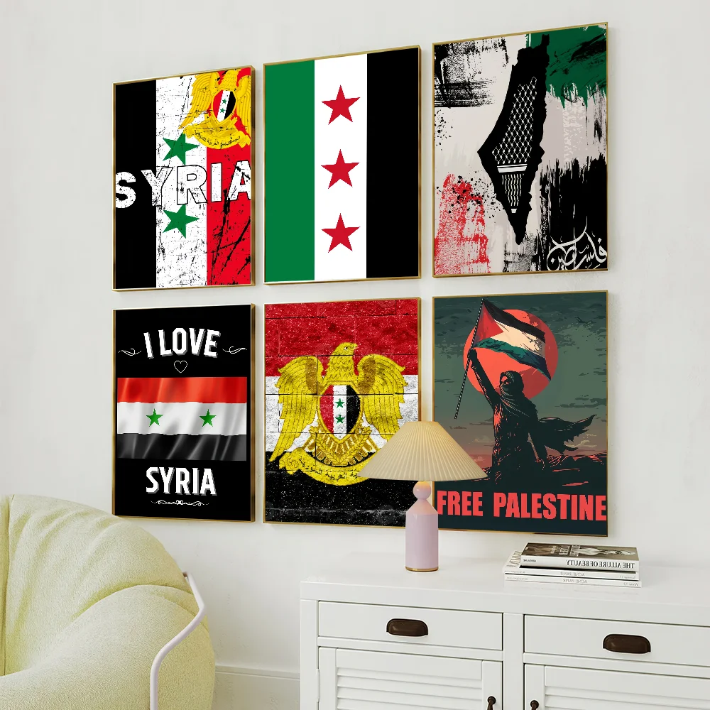 The S-Syrian Arab Republic S-Suriya Flag P Poster Small Prints Wall Painting Bedroom Living Room Wall Sticker Office