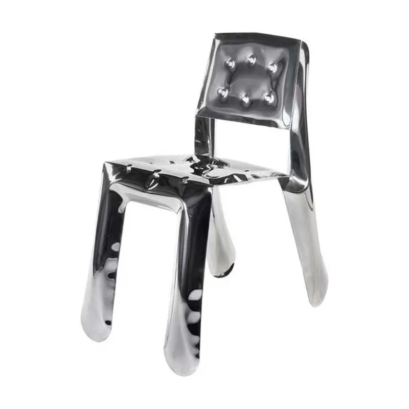 Furniture Stainless Steel Inflatable Balloon Chair Designer Living Room Single Dining Chairs Metal Bedroom Backrest Makeup Stool image 6