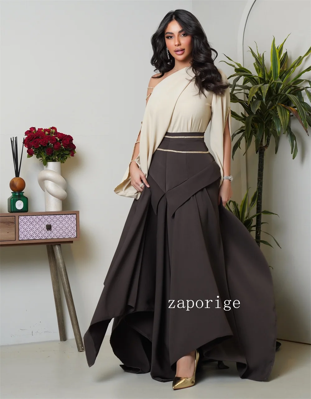 Customized High Quality Jersey Pleat Sequined Pattern A-line One-shoulder Long Bespoke Occasion Party Dresses Elegant