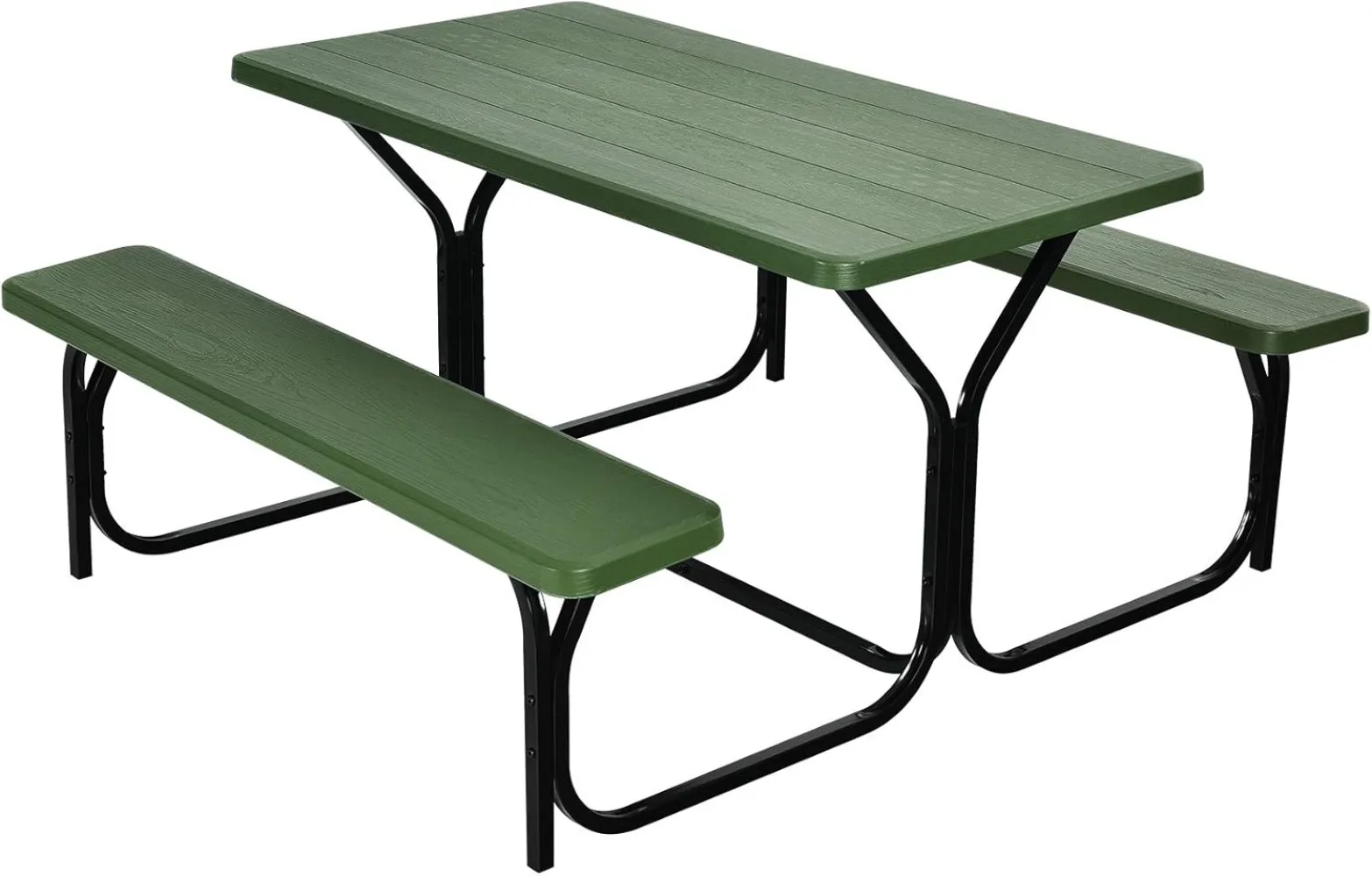 Giantex Picnic Table Bench Set Outdoor Camping All Weather Metal Base Yard Pool Dining Party Garden Patio Lawn Deck Large