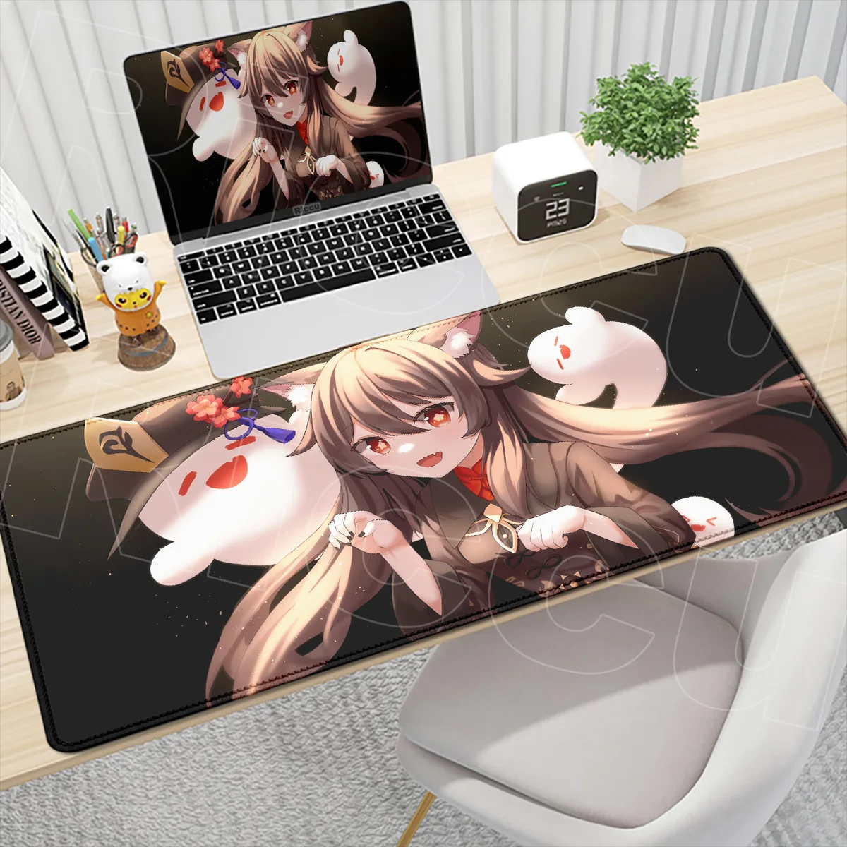 

XXL large game Non-Slip Edge locking Keyboard Mat Genshin Impact Hu Tao Mouse pad Rubber Gaming Accessories Office Work Mousepad