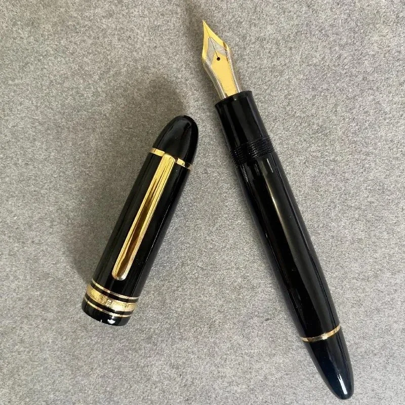 New 149 Piston Resin Fountain Pen MB Classic Black Gold Silver Clip and Nib 0.7mm With Large Holder Luxury Writing Gift