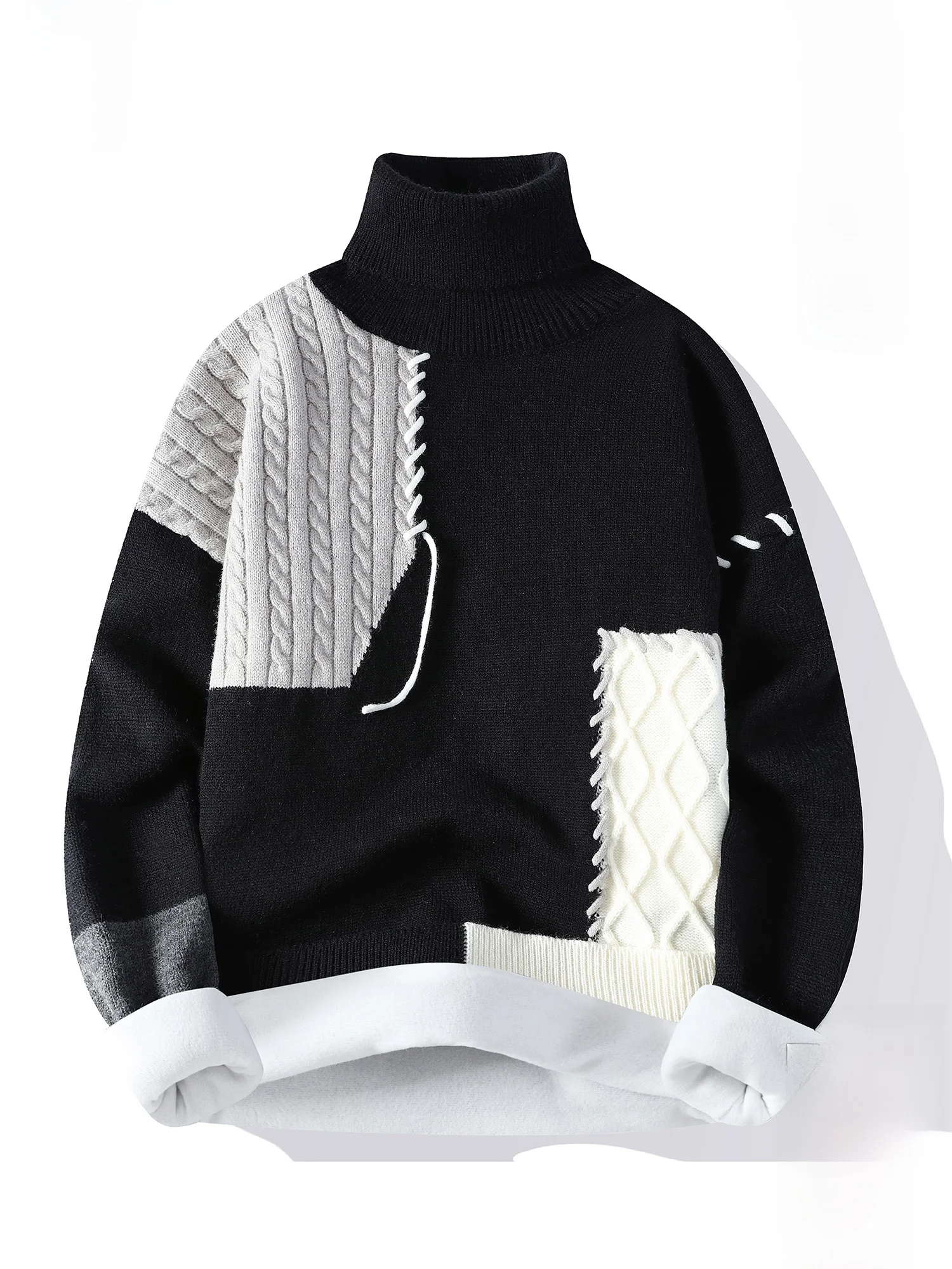 

PaulFrank High Collar Knitted Sweater for Men Winter Warm Fce Casual Tangled Patterned Clothing Polyester Fiber Ne Design