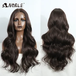 Noble Synthetic Lace Frontal Wig For Women Glueless Wig Body Wave Lace Wig Brown Ombre Blonde Wigs Heat Resistant Cosplay Wig