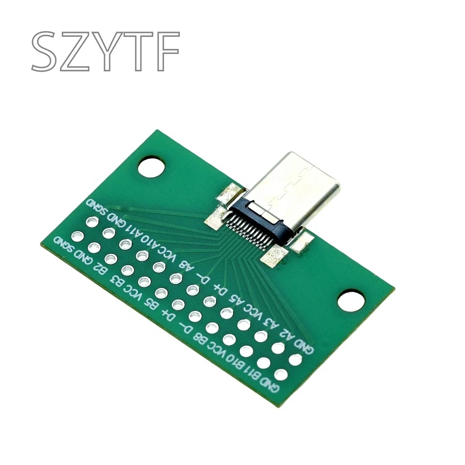 Type-C Male To Female USB 3.1 Test PCB Board Adapter Type C 24P 2.54mm Connector Socket For Data Line Wire Cable Transfer