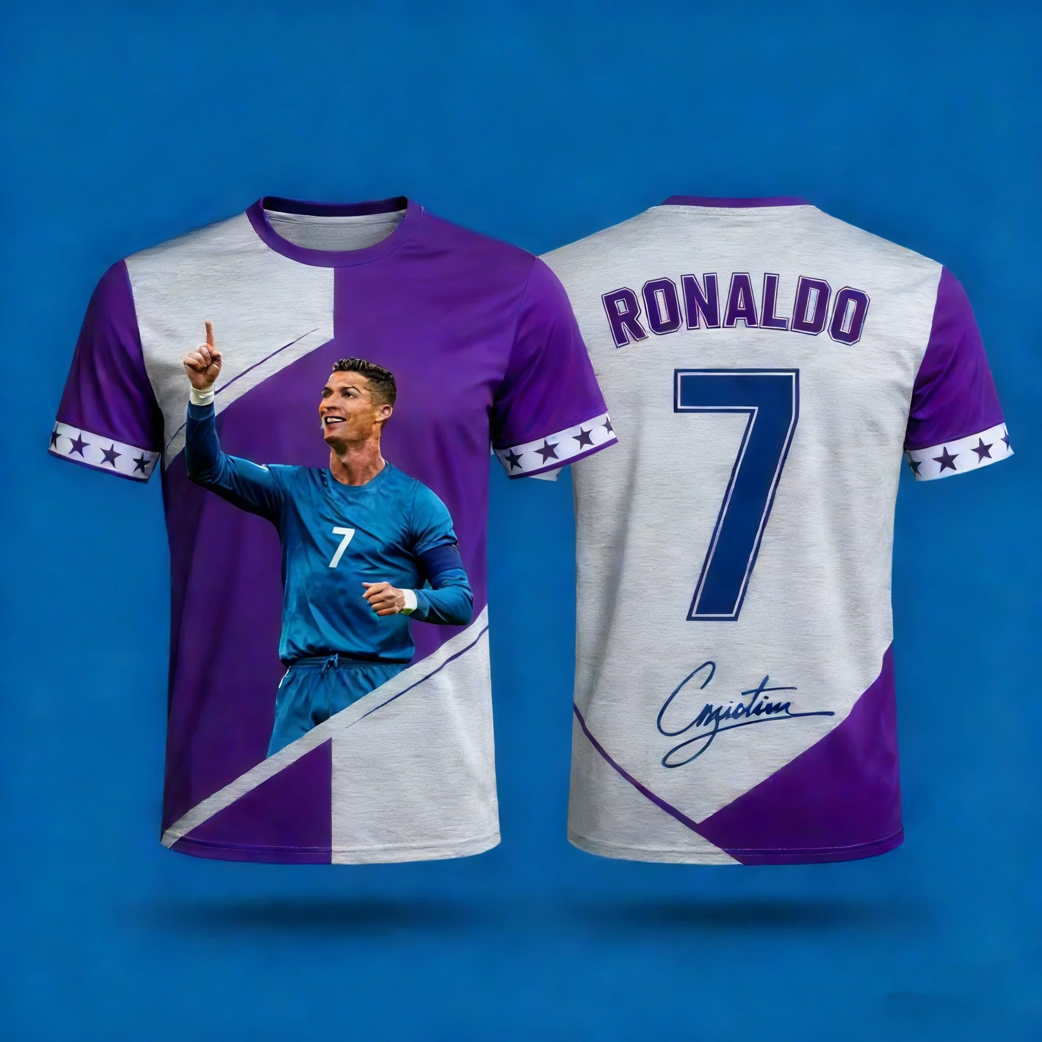 2026 AI New Ronaldo No.7 3D Celebration Shirt Fitness Training Competition Quick Drying Sportswear Summer Men's T-shirt Large
