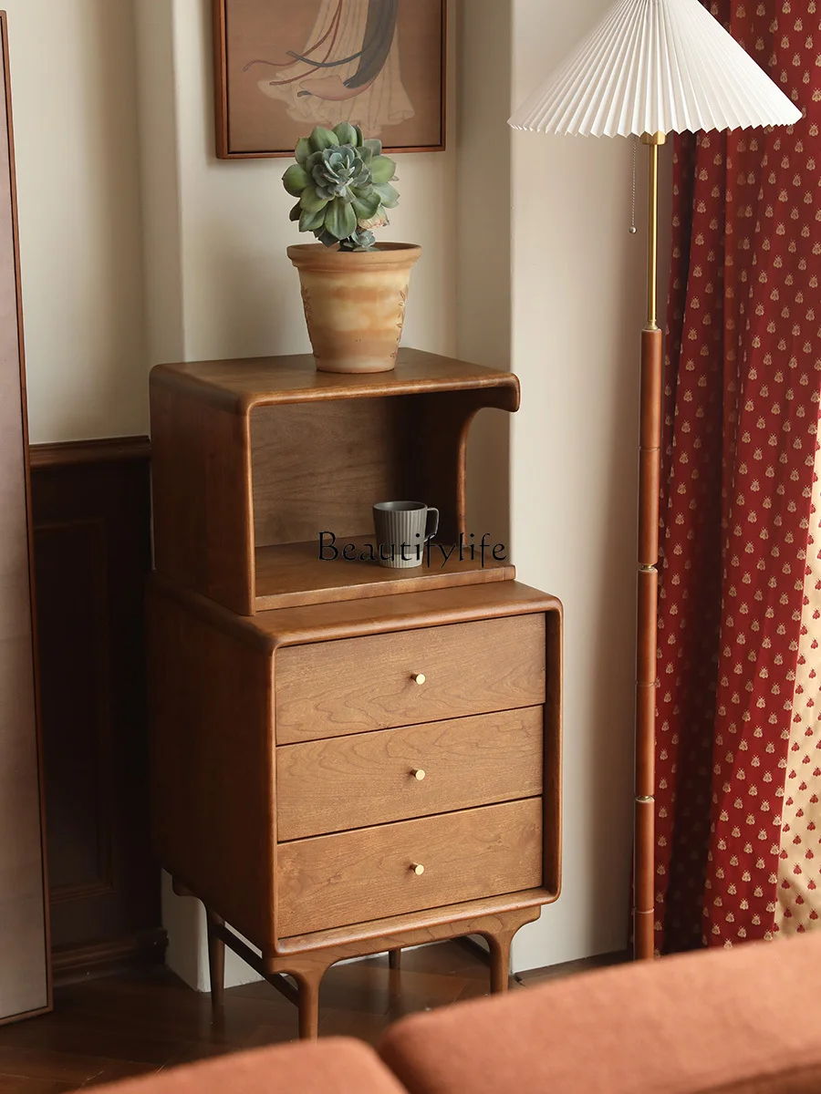 

Retro Living Room Cherrywood Corner Cabinet French Coffee Low Cabinet