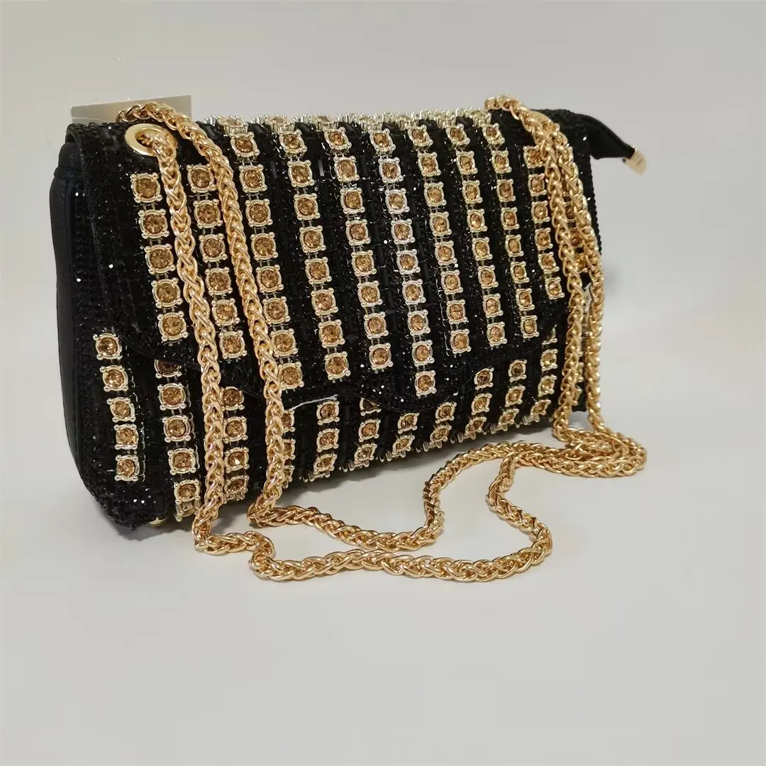 Bolso de cena de lujo con diamantes brillantes, bolso de hombro con cadena de alta calidad, bolso cuadrado pequeño con incrustación de diamantes