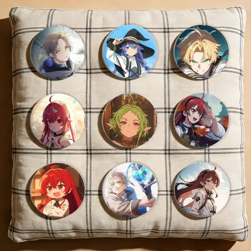 

M-Mushoku Tensei Jobless Reincarnation Laser Badge Creative Pins Brooch for Bag Clothes Hat Decor Gifts Fans Collect