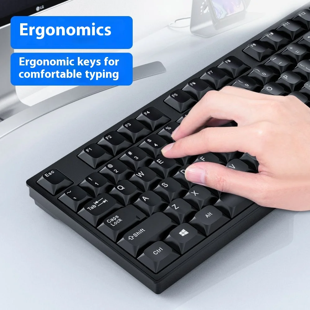 T-wolf TF500 Wired Keyboard and Mouse Combo USB Ergonomic Waterproof 1000 DPI Office Gaming Set for PC Laptop 2