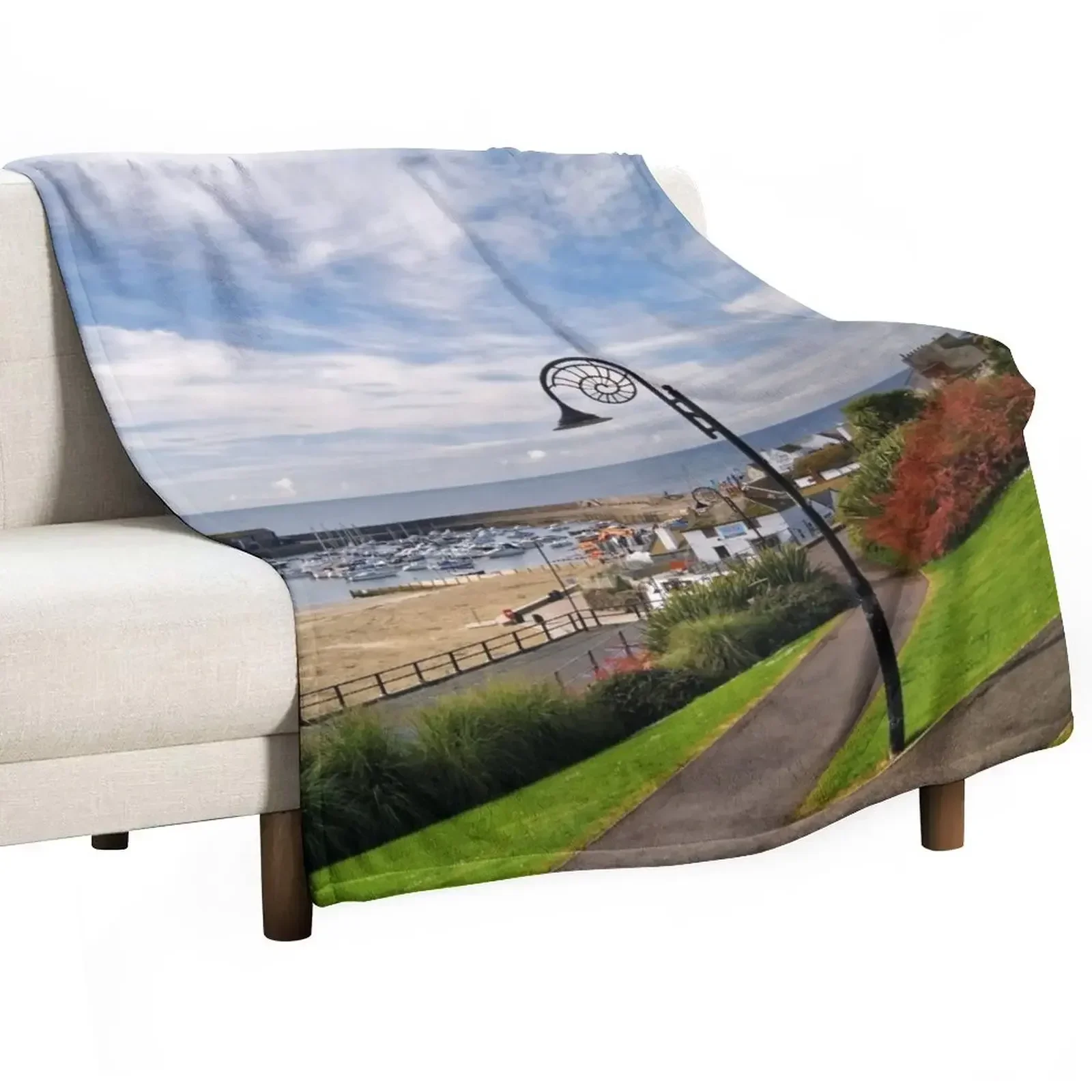 

Lyme Regis Harbour from Langmoor Gardens Throw Blanket halloween Hairys heavy to sleep Blankets