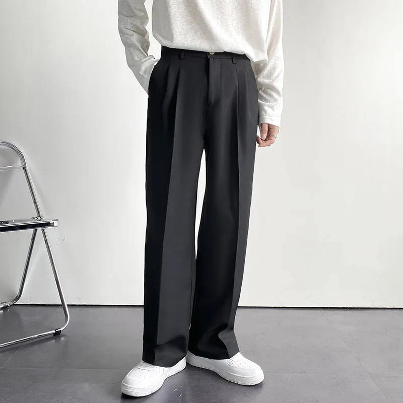 Spring Summer New Men Straight Casual Pants Korean Loose Suit Trousers Baggy White Elegant Pant Male Streetwear Y2k Men Clothing