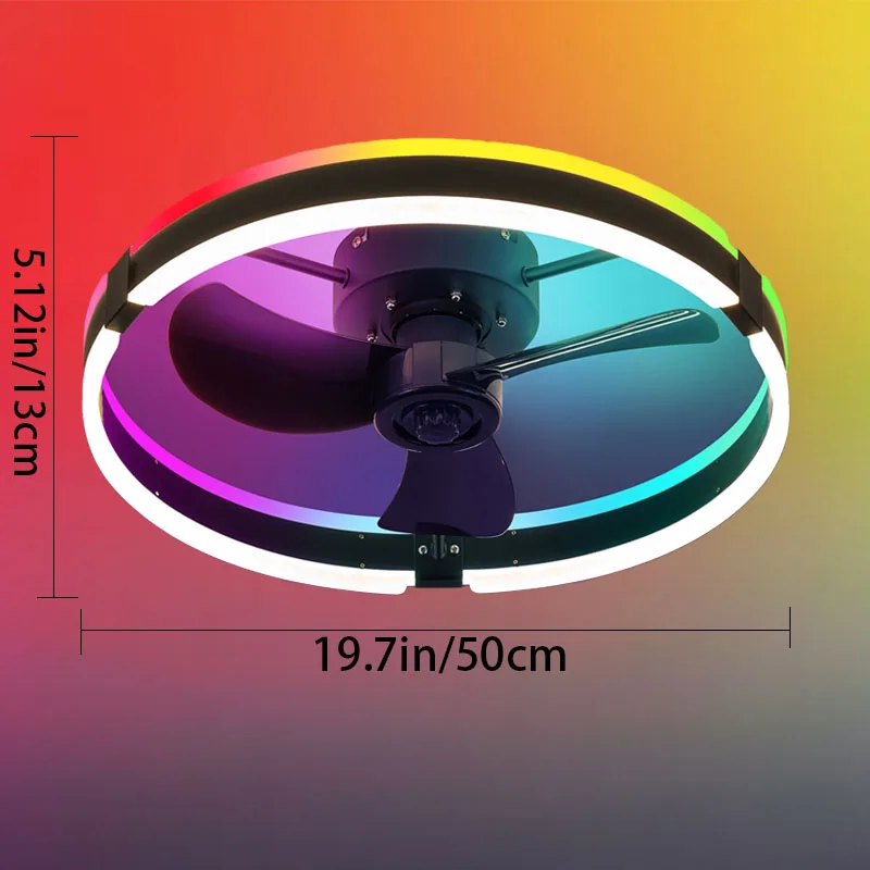 RGB Smart Ceiling Fan Light 6-speed Fan + Starry Sky Effect, Modern and Low-key Ceiling Fan Light with LED Lights
