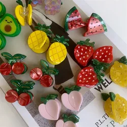 Creative Cute Fruit Acetate Mini Hair Claws Clip for Women Korean Colored Strawberry Watermelon Cherry Lemon Hairpin Headdress