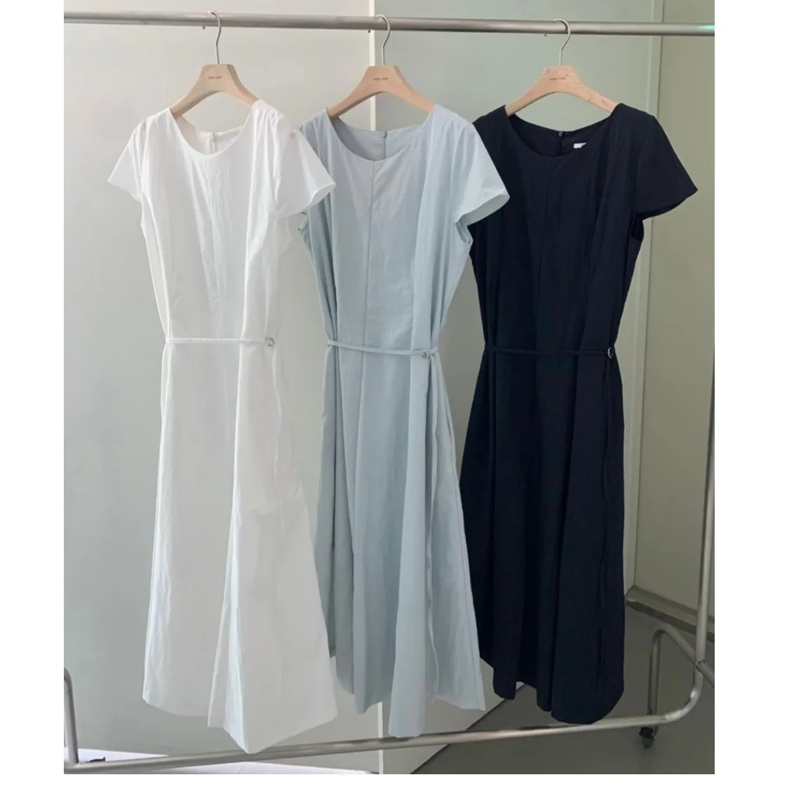 Verano Chic Simple coreano Sle mujer Dr Cool Feeling redondo Ne cinturón cintura adelgazante falda larga viaje Regular fino