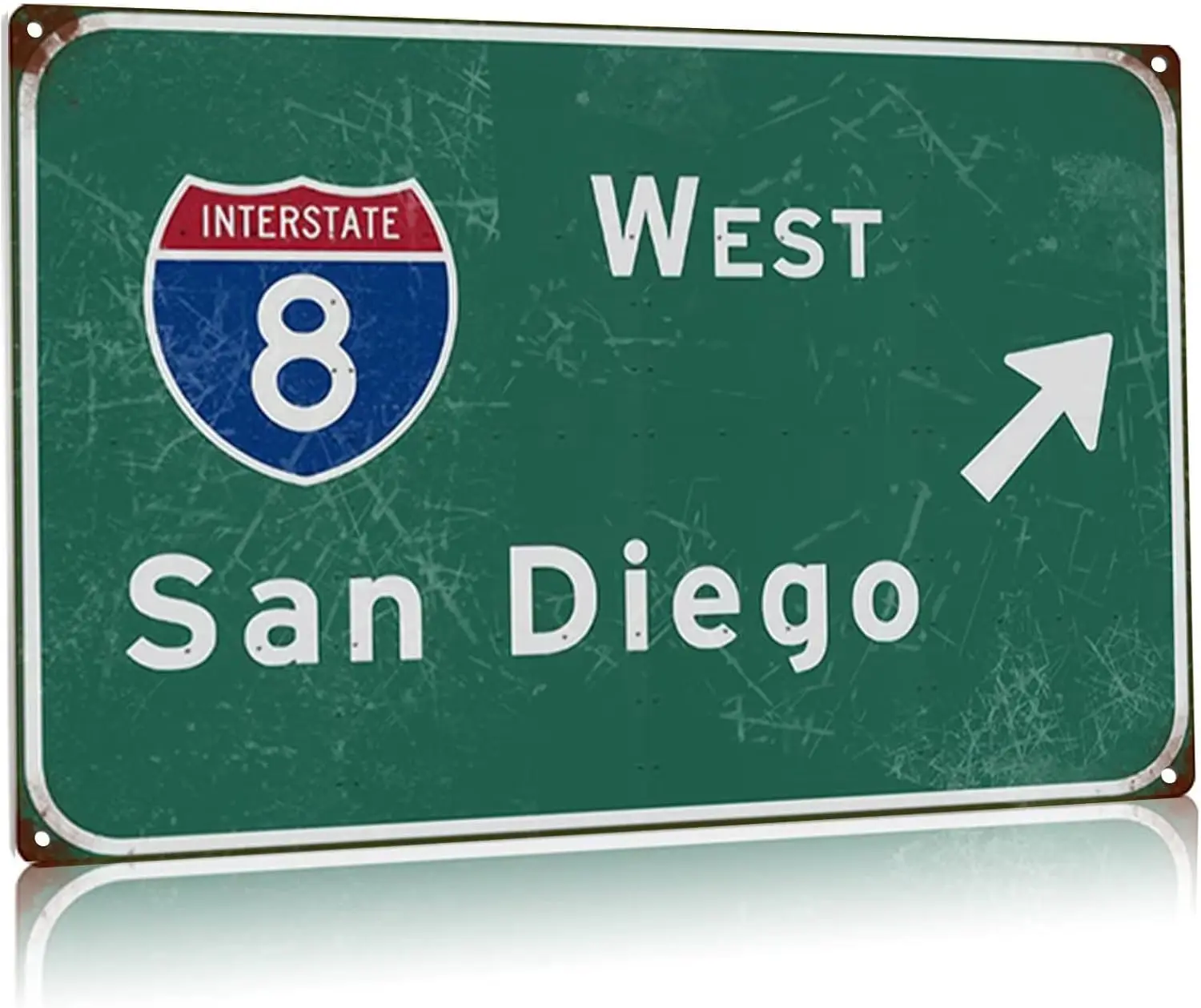 Buoraev Metal Tin Sign West San Diego Intercontinental 8 Highway Poster Sign Indication Metal Sign Airport Highway Bar Club Plaq