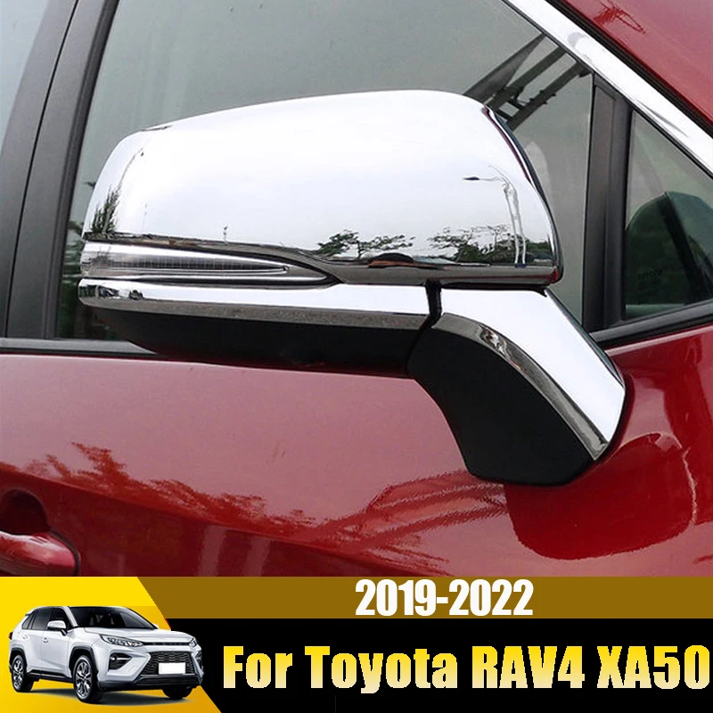 For Toyota RAV4 2019 2020 2021 2022 RAV 4 XA50 ABS Carbon Fiber Car Rearview Mirrors Trim Strip Cover Auto Sticker Accessories